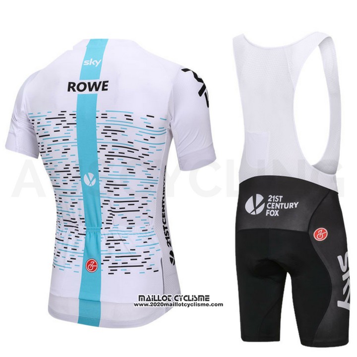 2018 Maillot Ciclismo Sky Blanc et Bleu Manches Courtes et Cuissard
